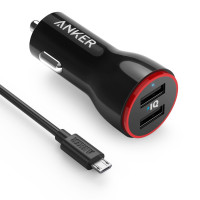 Anker Powerdrive 2 24W 2-Port Car Charger + 3ft Micro USB