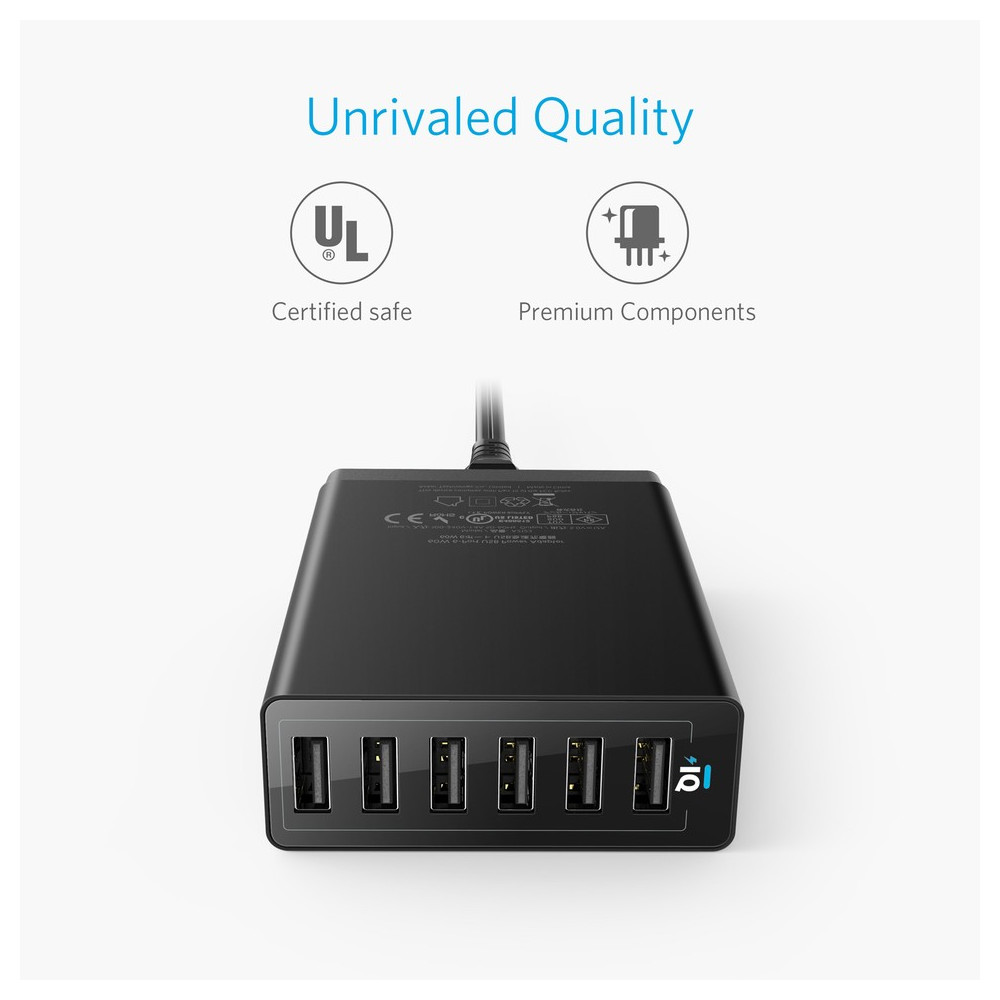 Anker 60W 6 Port Desktop Charger UK