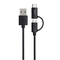 PNY 2 in 1 USB-A to Micro-USB and USB-C Cable - 1m