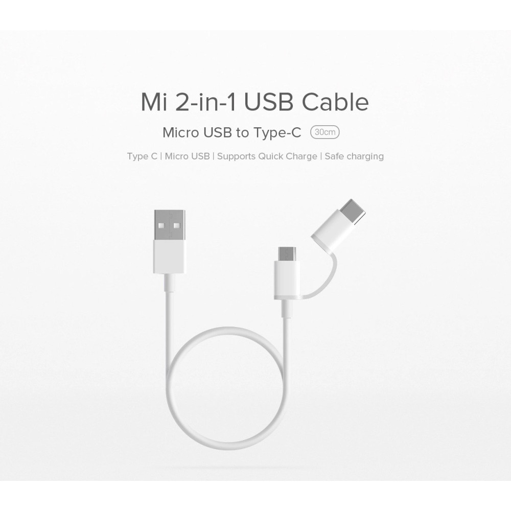 Xiaomi Mi 2-in-1 USB Cable (Micro USB to Type C) - 100cm