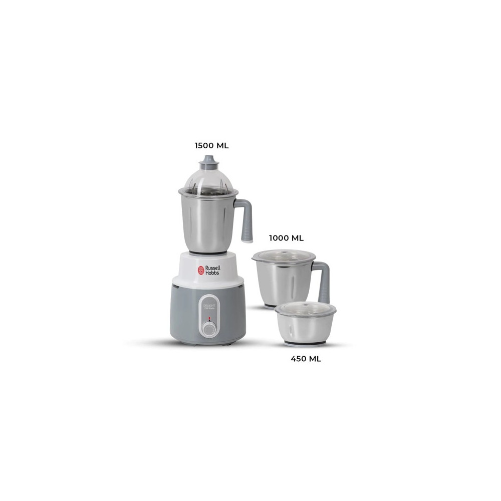 RUSSELL HOBBS MIXER GRINDER DELIGHT WITH 3 STAINLESS STEEL JARS 750W - 42506