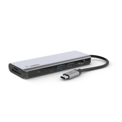 Belkin CONNECT AVC009btSGY USB-C 7 in 1 Multiport Hub Adapter