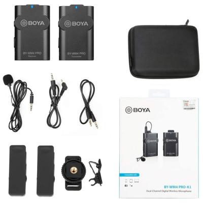 BOYA by-WM4 PRO TX+RX Compact 2.4 GHz Wireless Lavalier Microphone