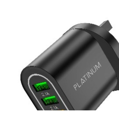 Platinum P-CHRVTQCUBK Vital Series Wall Charger QC and 2USB 5.1A - Black