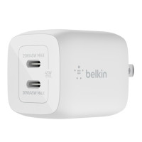 Belkin Dual USB-C GaN Wall Charger with PPS 45W – White