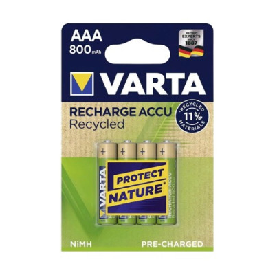 VARTA Recharge Accu Recycled, Ready-To-use pre-charged AAA Micro NiMH rechargeable battery