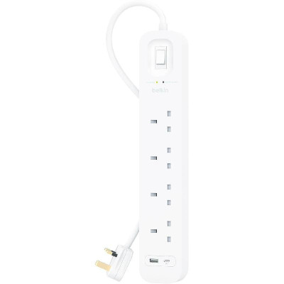 BELKIN 4-OUTLET SURGE PROTECTOR 18W_2M CORD_SRB001ar2M