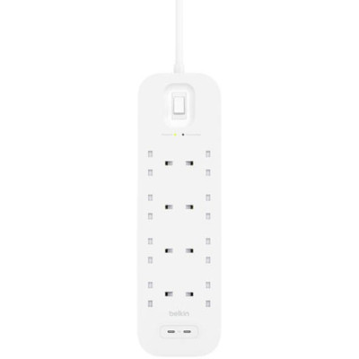 Belkin Surge Protector Power Extension Socket with 8 Outlets with 2x USB-C Ports_SRB003ar2M
