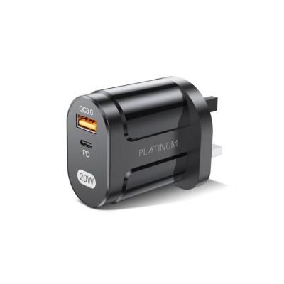PLATINUM | Vital Series Wall Charger PD 20W+QC3.0 Black | P-CHRVTPDQBK
