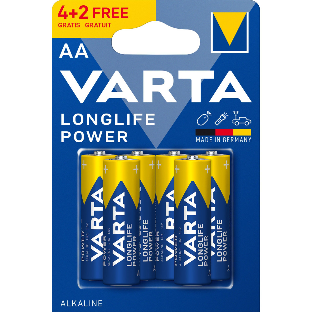 Varta Battery Longlife AA Alkaline 4+2 (6 Pieces)