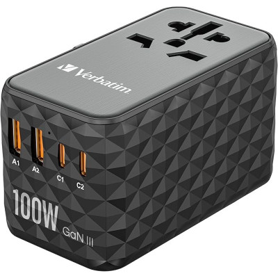 Verbatim UTA-06 Gan III Universal Travel Adapter 100W - USB-C, USB-A