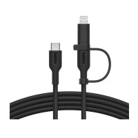 Belkin Boost Charge 2in1 USB-C to USB-C Braided Cable with Lightning Adapter, 1.5m, Black, CAC003hq1.5MBK