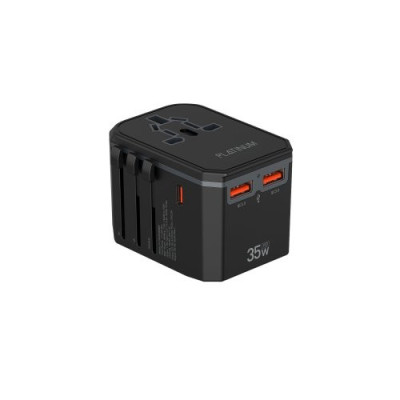 Platinum VITAL Series Universal Travel Adapter GaN 65W PDx2 + QC, Black, P-UTAPD65WBK