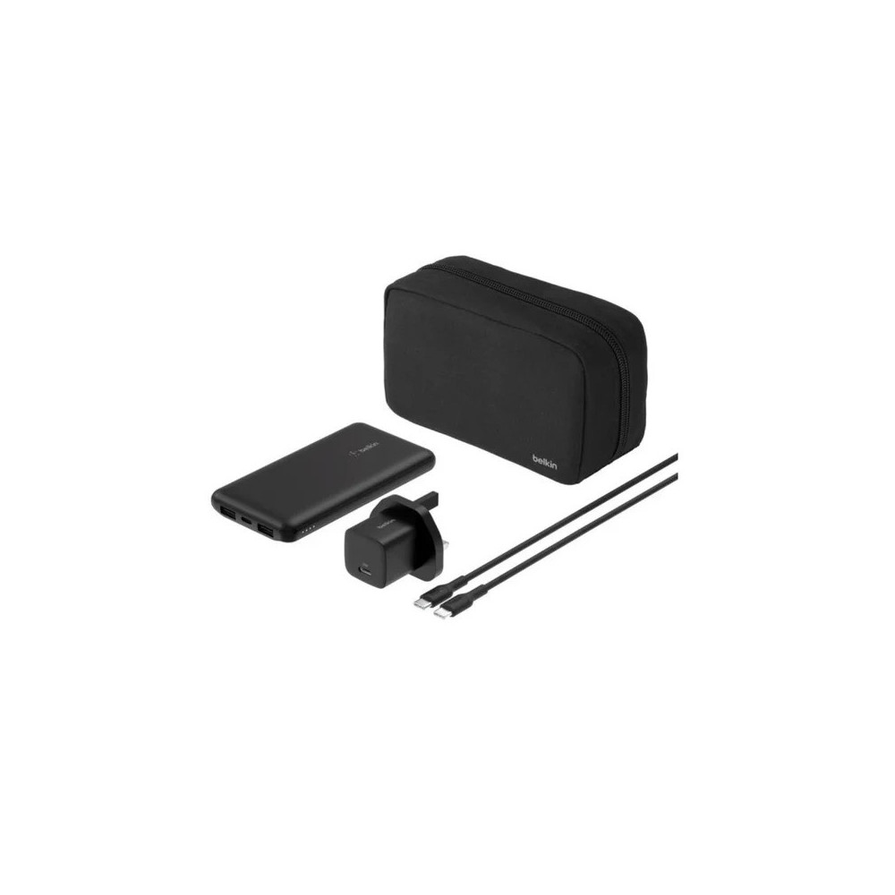 Belkin Travel Kit With 10K Power Bank + 25W UK Wall Charger + C-C Cable Black BU041myBK