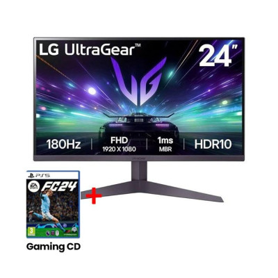 LG 24” UltraGear™ FHD 180Hz gaming monitor, 1ms MBR, HDR 10, 2024, 24GS50F-B