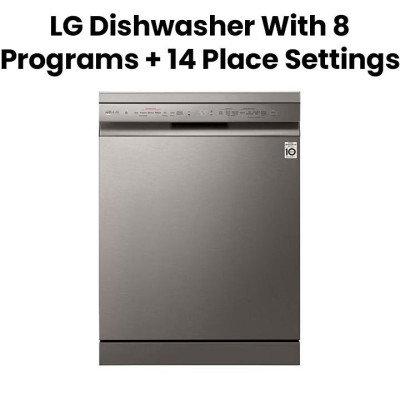LG Dishwasher with 8 Programs + 14 Place Settings Platinum Silver, DFC435FP