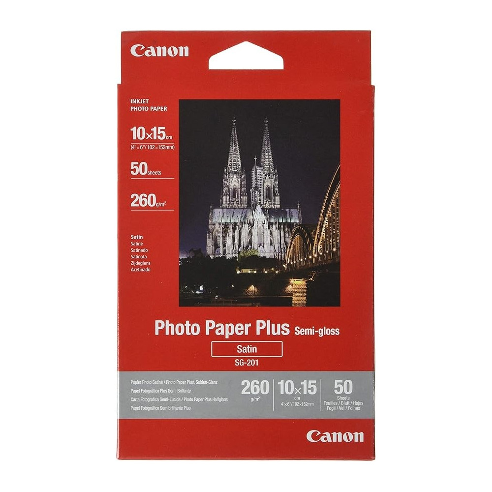 Canon SG-201 Photo Paper 4x6in Semi-Gloss, Pack of 50