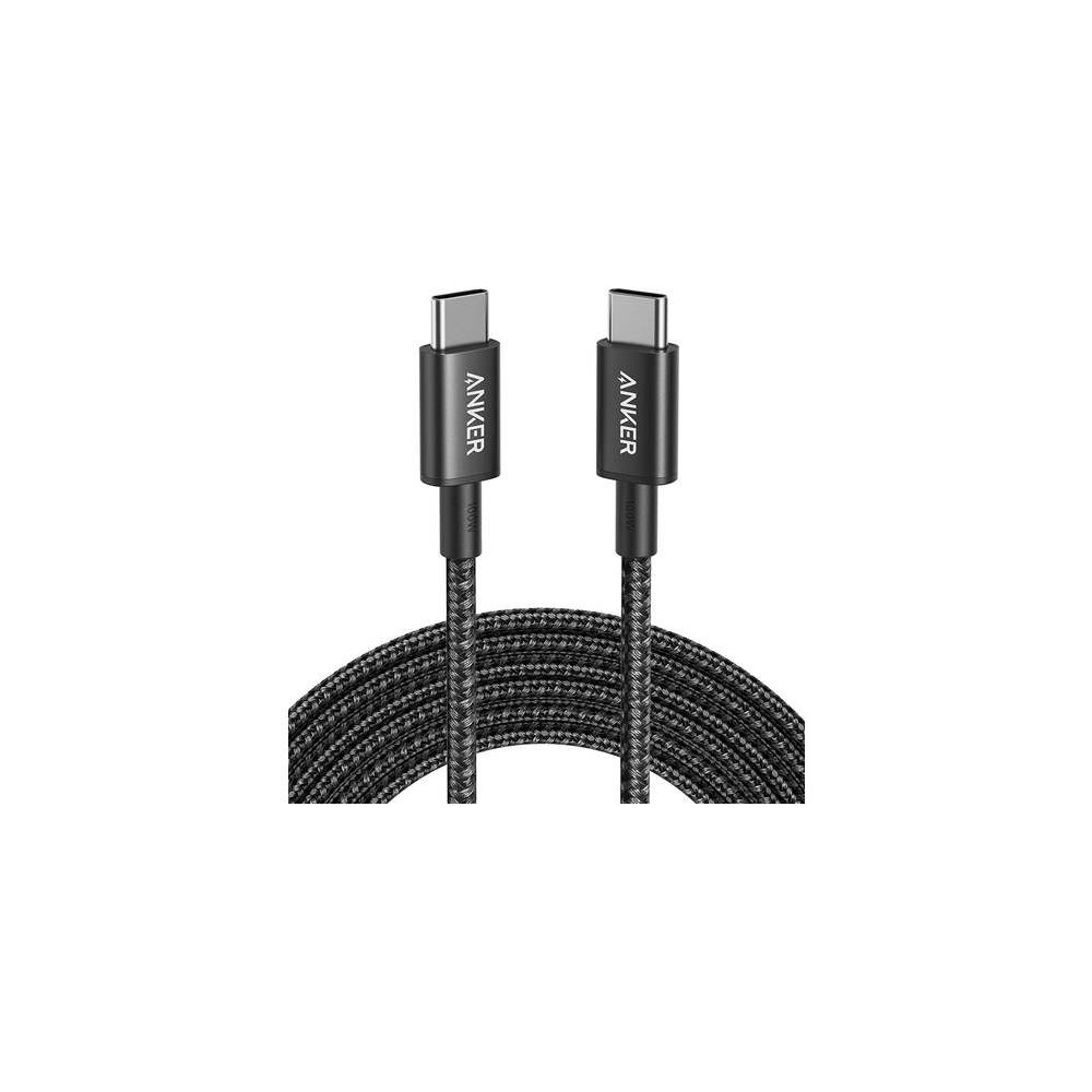 Anker Nylon USB-C TO USB-C 2.0 Braided Cable, 60W Charging, 3.3ft, 1m Length, A8752H11- Black