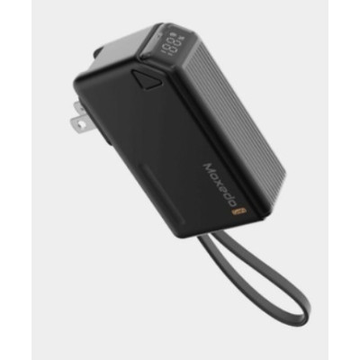 Moxedo Porta-Go 5000 mAh 22.5W Power Bank with Foldable Interchangeable AC Plug, USB-C Cable, MX-PB015 - Black