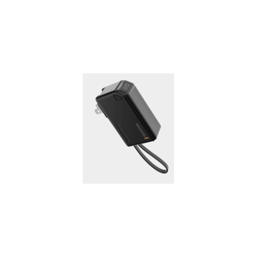 Moxedo Porta-Go 5000 mAh 22.5W Power Bank with Foldable Interchangeable AC Plug, USB-C Cable, MX-PB015 - Black
