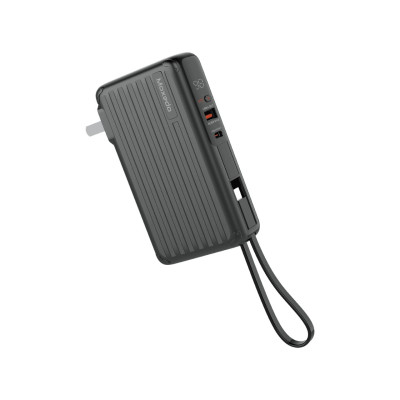 Moxedo Porta-Go 10000 mAh 22.5W Power Bank with Foldable Interchangeable AC Plug,2 Travel Adapters, MX-PB013 - Black