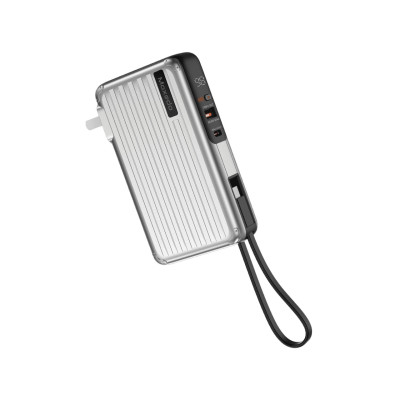 Moxedo Porta-Go 10000 mAh 22.5W Power Bank with Foldable Interchangeable AC Plug,2 Travel Adapters, MX-PB013 - Black