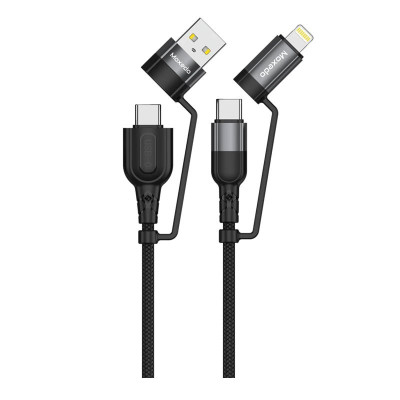 Moxedo 2 in 1 60W PD Interchangeable Cable USB-A/USB-C to USB-C 1.2m Braided Nylon Cable