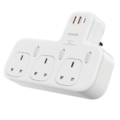 Moxedo 3250W Power Strip Surge Protector 9 Way 1 USB C PD Ports, 2 USB A Ports, 6 AC Outlets, 2M Cable Length, MX-PSUK031