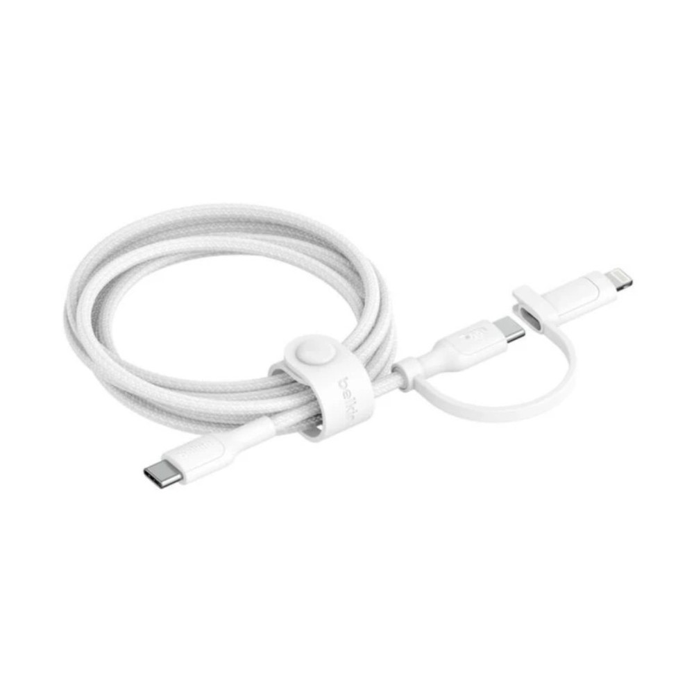 Belkin Boost Charge 2in1 USB-C to USB-C Braided Cable with Lightning Adapter, 1.5m, white, CAC003hq1.5MWH