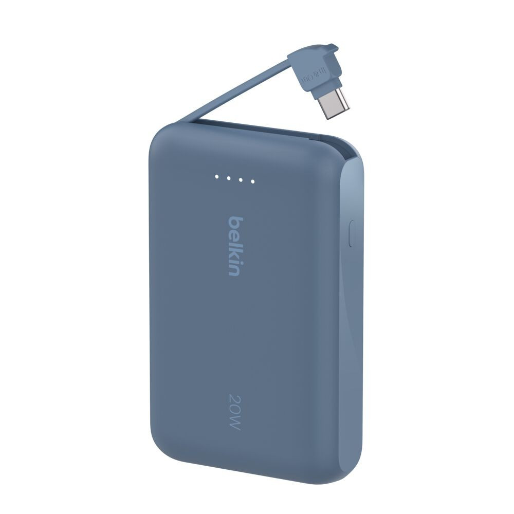 Belkin BoostCharge 10000mAh Power Bank With Integrated Cable,20W, USB-C Cable, BPB021HQBL