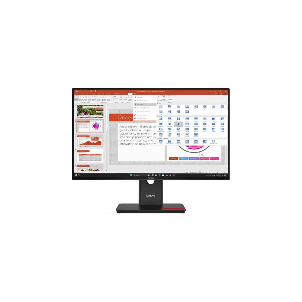 Lenovo ThinkVision T27-40 Monitor, 27" IPS Display, FHD Resolution, 120Hz Refresh Rate, 2mm Side Bezel, 64A5MAT6UK