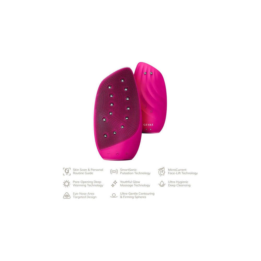 GESKE 8-in-1 Sonic Thermo Facial Brush & Face Lifter, Magenta, GK000006MG01