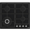 Simfer Built-in Gas hob, 4 gas burners, Black Glass, 60cm - SMFBHGTR60