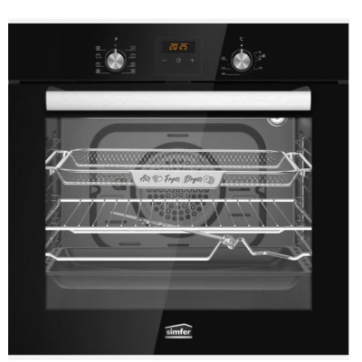 Simfer Built-in Gas hob, 4 gas burners, Black Glass, 60cm - SMFBHGTR60