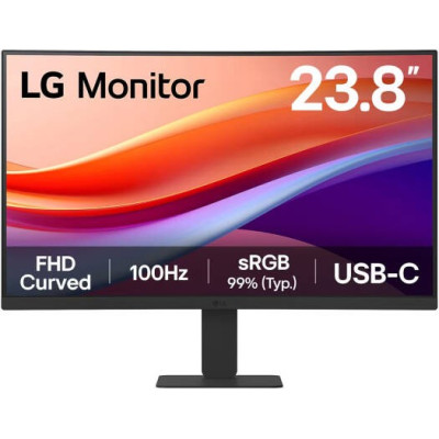 LG 24U421A Curved Monitor, 24" VA Display, FHD Resolution, 100Hz Refresh Rate
