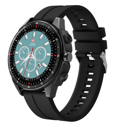 Swiss Military DOM Musical Series 1 Smartwatch - Gun Metal Frame, Black Silicone Strap