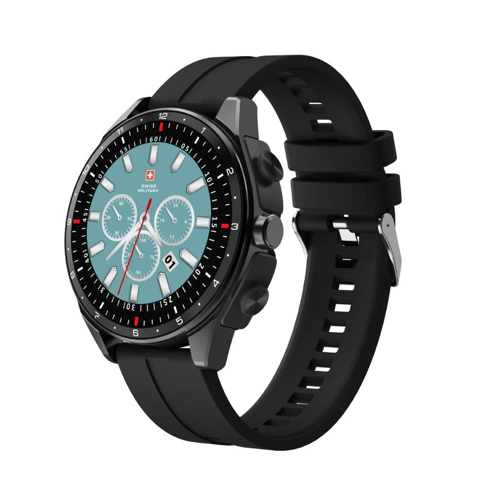 Swiss Military DOM Musical Series 1 Smartwatch - Gun Metal Frame, Black Silicone Strap