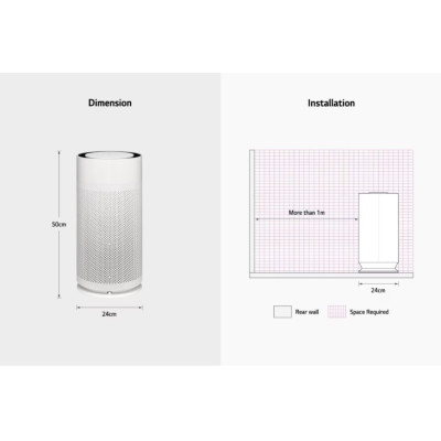 LG PURICARE AEROHIT AIR PURIFIER, 35W, 360˚ CLEAN, WHITE, AS35GGW10