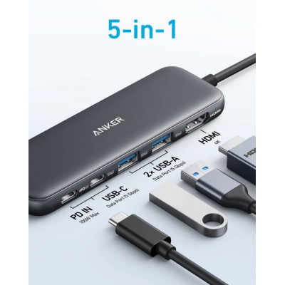 Anker Nano Powerbank 5000mAh 12W Built In Lightning Connector A1645H11 - Black