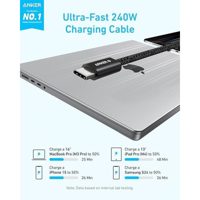 Anker Zolo USB C to USB C 240W Braided Fast Charging Cable