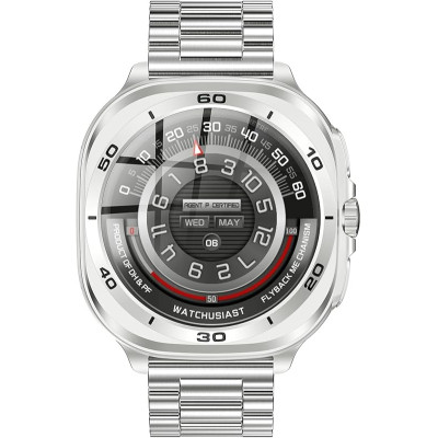 Swiss Military DOM 7 Smart Watch, SM-WCH-DOM7-SILF-SILSTL, Silver Frame with Silvermetal Strap