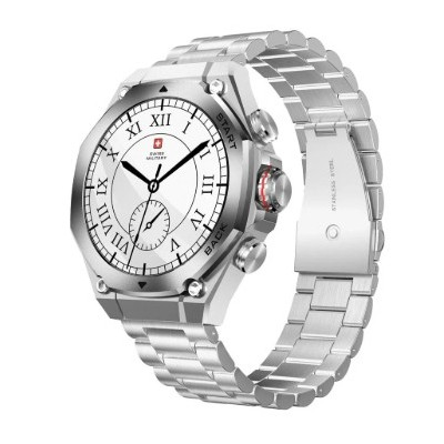 Swiss Military DOM6 Smartwatch with Silver Frame, Silver Metallic Strap