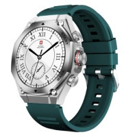 Swiss Military DOM6 Smartwatch with Silver Frame, Green Silicone Strap