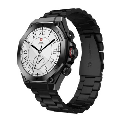 Swiss Military DOM6 Smartwatch with Black Frame, Gun Metal Strap