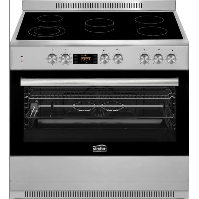 Simfer 90x60 Vitro Ceramic Free Standing Cooking Range Silver 9060CC