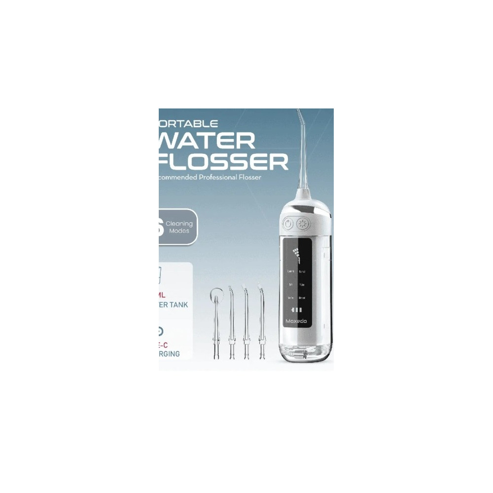 Moxedo Portable Water Flosser 6 Cleaning Modes with 4 Nozzels, MX-WF004