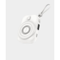 Moxedo 8000mAh Wireless Charging Power Bank with Built-in Type-C Cable - White