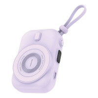 Moxedo 8000mAh Wireless Charging Power Bank with Built-in Type-C Cable - Purple, MX-PBH036-PL