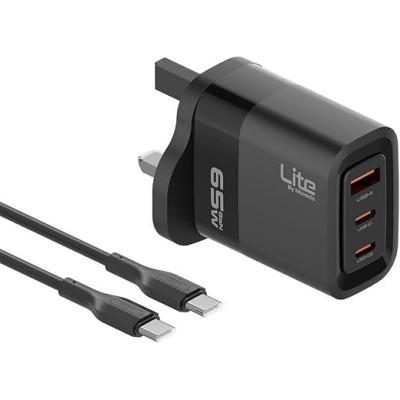 Moxedo Lite 65W GaN Charger Dual USB-C Port / 1 USB-A Port Fast Charging PD 3.0, ML-C013-C
