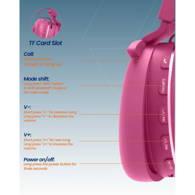 Moxedo Junior Wireless Stereo On-Ear Headphones for Kids with Built-In Microphone (Junior Poe)